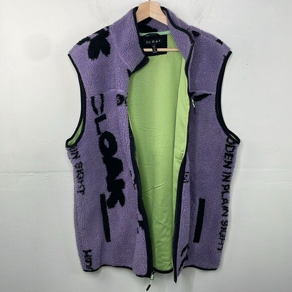 Cloak Men’s Purple and Black Sherpa Vest size XL - Picture 10 of 14